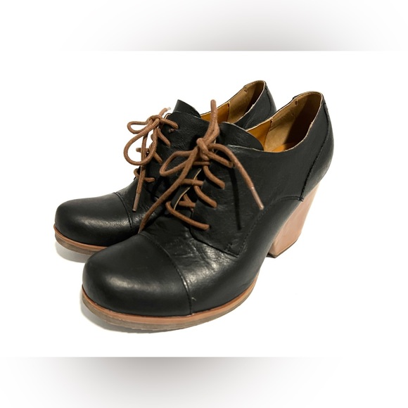 KorkEase Shoes Kork Ease Black Leather Lace Up Heel Booties Ankle